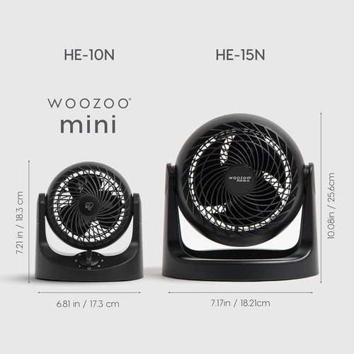 IRIS USA WOOZOO Mini Desk Fan - 3 Speed Air Circulator with 112° Adjustable Tilt & Quiet Motor - Black