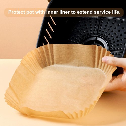 Air Fryer Paper Liners - 100 Pcs Non-Stick Parchment Liners for 7.9” Square Baskets | Food Grade Accessories