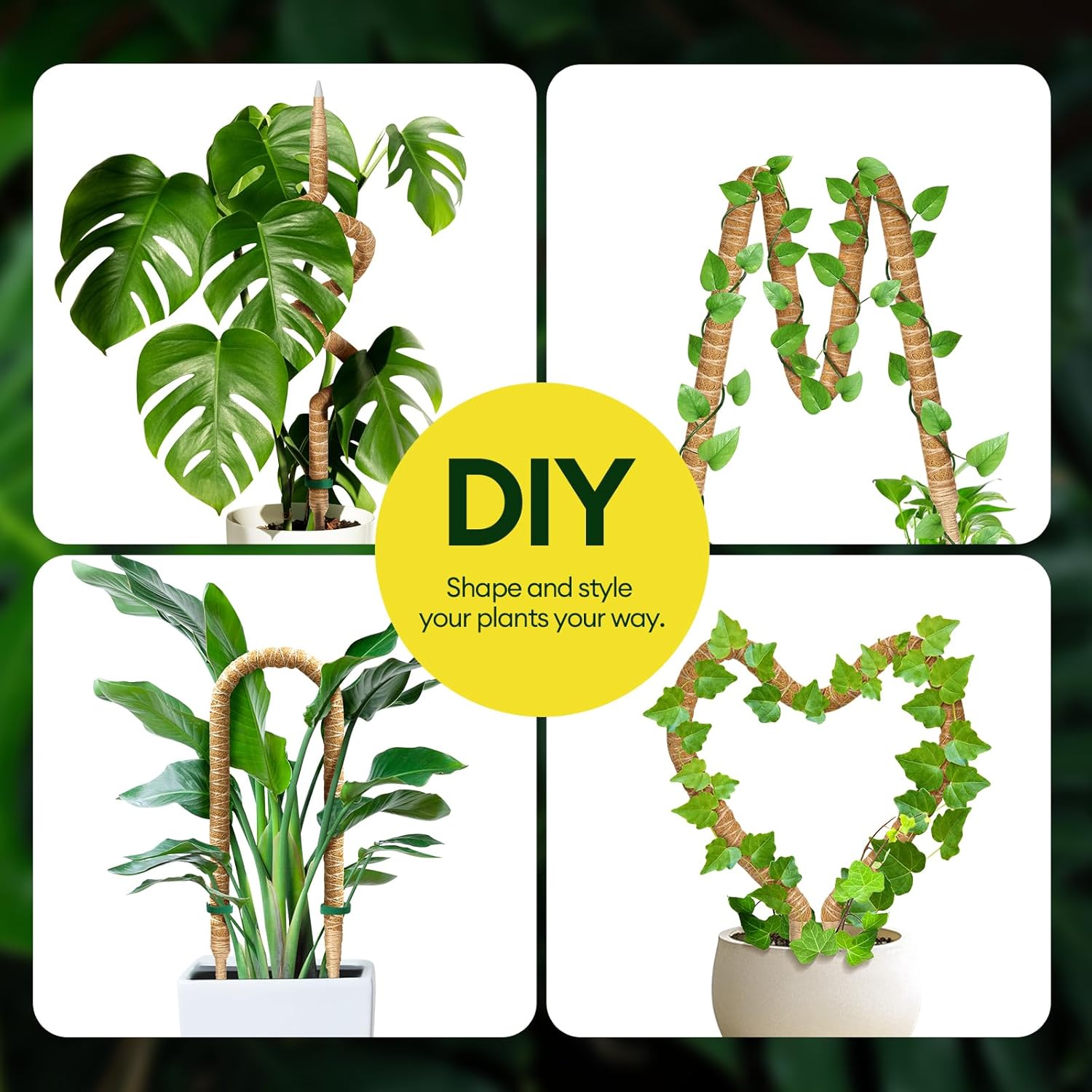 Maygrove 48” Bendable Moss Pole - 3-Pack Plant Support for Monstera & Climbing Indoor Plants