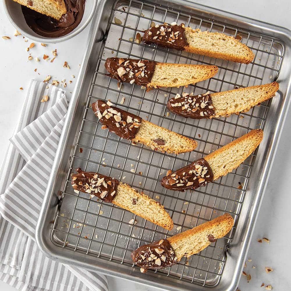 Nordic Ware Half Sheet & Quarter Sheet Set - Nonstick Baking Trays with Grid Design