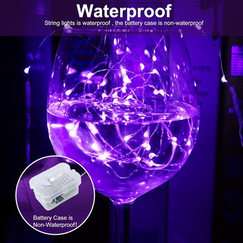 AIKEI 24 Pack LED Fairy Lights - Waterproof 7 Feet String Lights for Wedding, Party & Garden - Purple