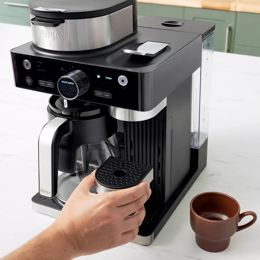 Ninja Refurbished CFN601 Espresso & Coffee Barista System - Single-Serve & 12-Cup Carafe with Frother