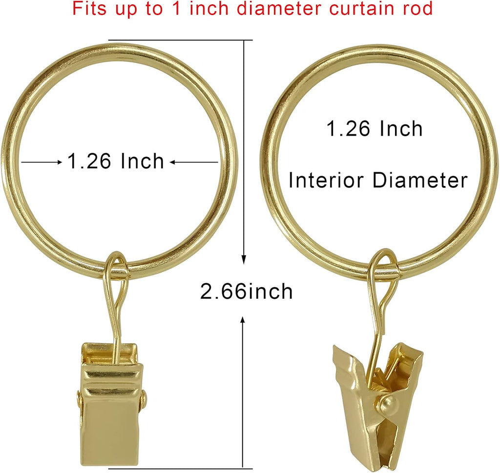 Skiennix 40 Pack Curtain Rings - Durable Drapery Clips with 1.26" Interior Diameter | Gold Finish