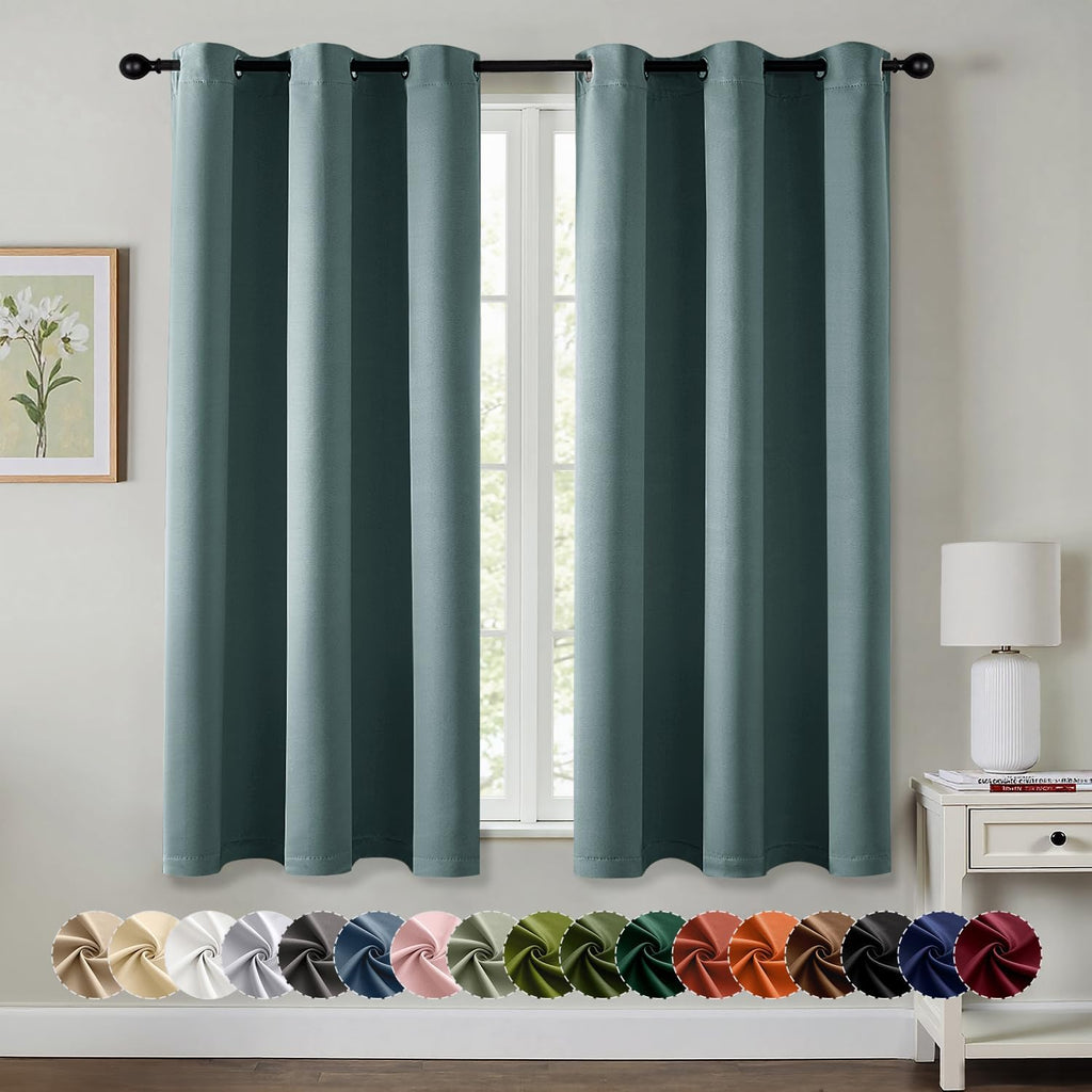 MIULEE Dusty Blue Blackout Curtains - Thermal Insulated Room Darkening Drapes | 40 x 45 Inches, 2 Panels
