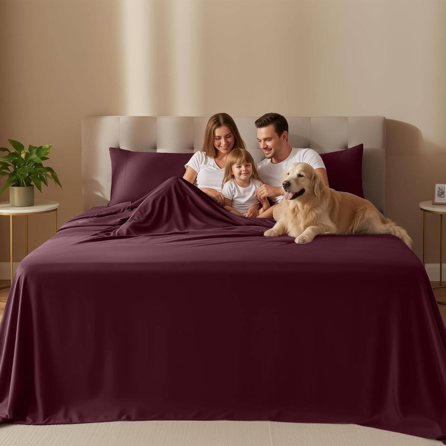Utopia Bedding King Size Sheet Set - Soft, Breathable Microfiber | 4-Piece in Burgundy, Oeko-Tex Certified