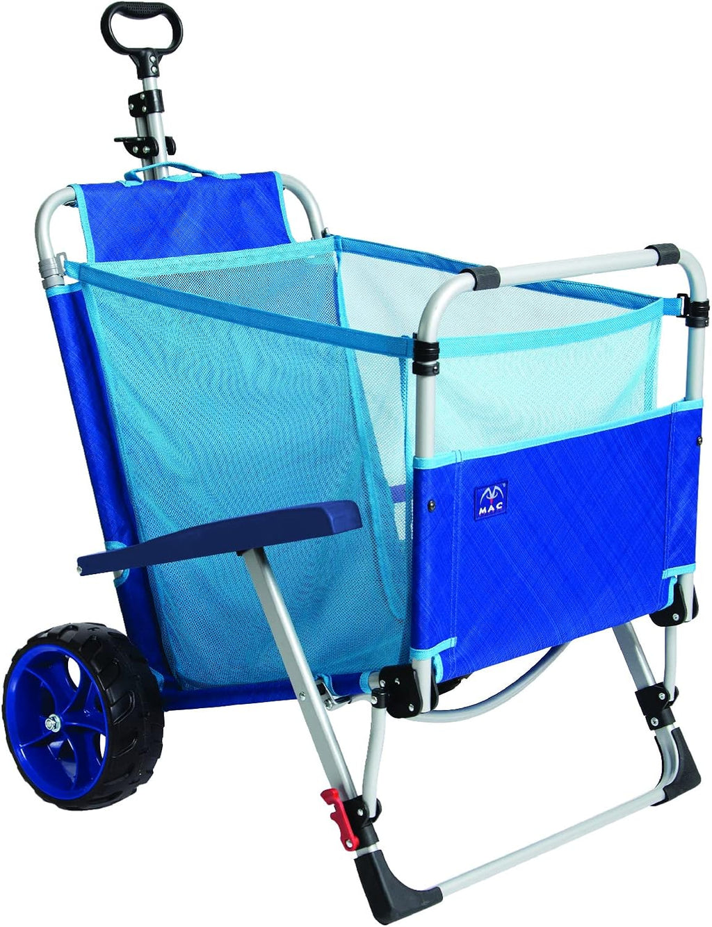 Mac Sports Foldable Beach Chaise Lounge Chair with Integrated Wagon Pull Cart - Ideal for Outdoor Fun