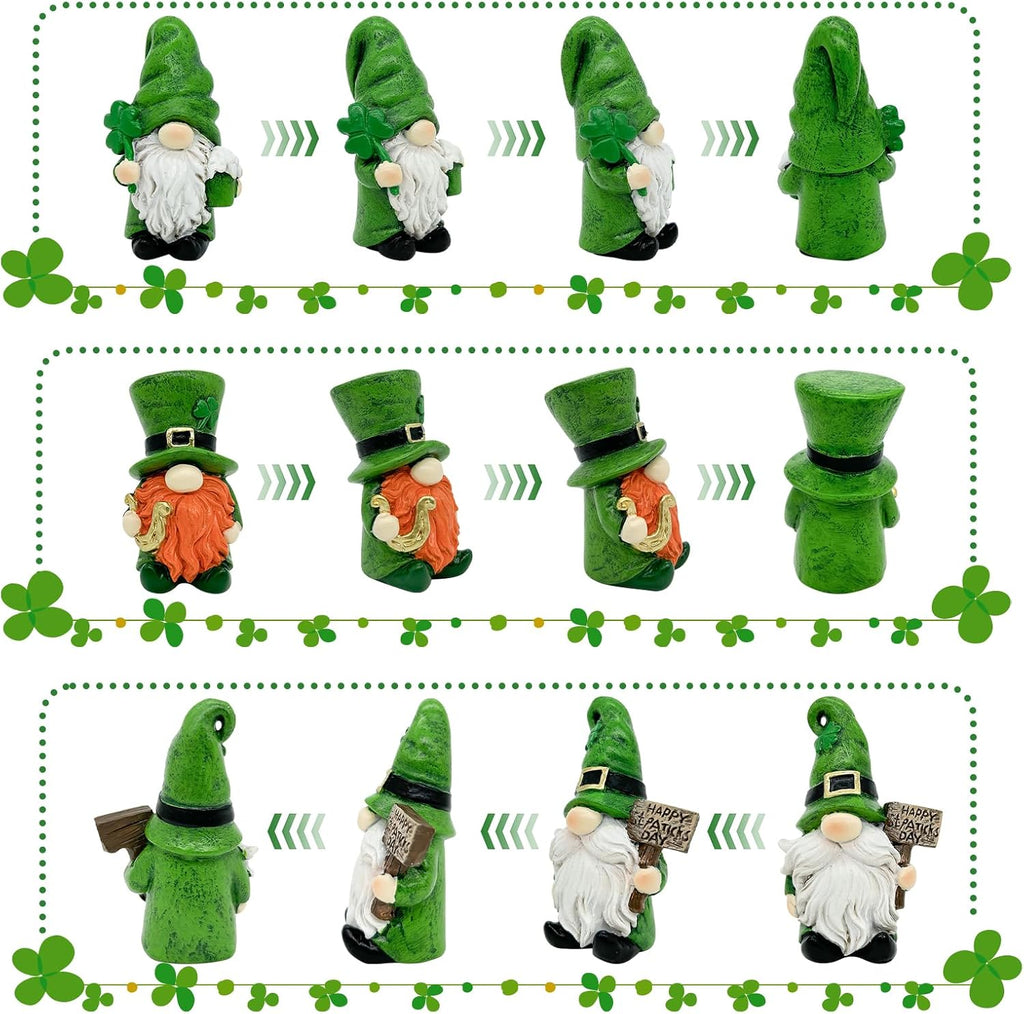 Uniboho St. Patrick's Day Gnome Decorations - 3-Piece Green Irish Leprechaun Figurines for Home Decor