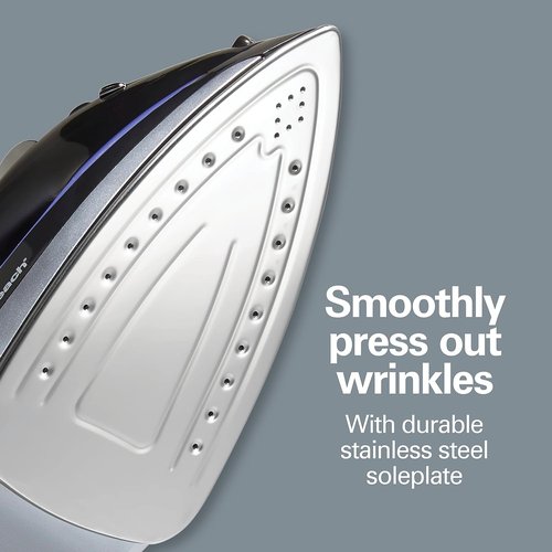 Hamilton Beach Steam Iron - Powerful 1200 Watts Garment Steamer with Stainless Steel Soleplate | Black, Pack of 2