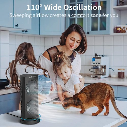 Dr. Prepare Tower Fan - Portable Oscillating Cooling Fan with 3-Speed Options & 110° Oscillation | 13 Inch for Bedroom & Office