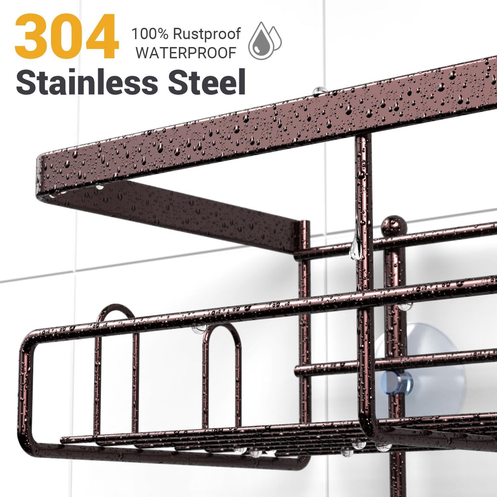 **AKTECKE Shower Caddy - Rustproof Hanging Bathroom Organizer for Shampoo & Soap - Bronze Finish**