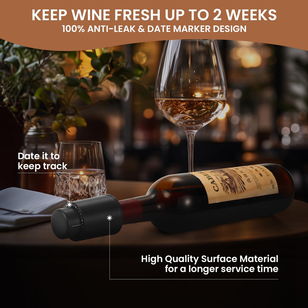 BLUBYEES 4-in-1 Rechargeable Electric Wine Opener Set - Automatic Corkscrew, Foil Cutter, Aerator Pourer, Vacuum Stopper - Wine Lovers Gifts for Women and Men