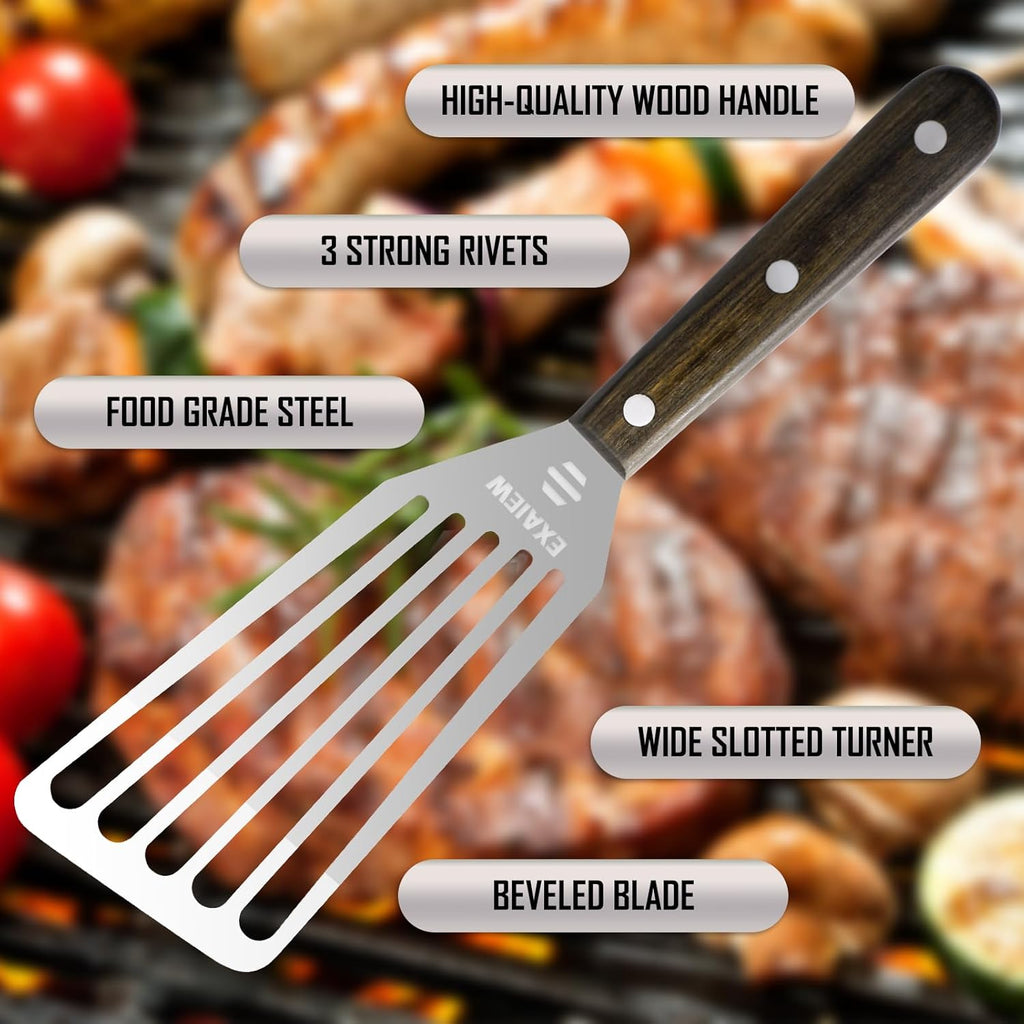 Skiennix Fish Spatula - Flexible Stainless Steel Turner for Flipping Eggs & Burgers | 2-Pack
