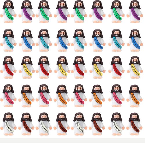 AKFAHOIF Mini Jesus Figurines - 40pcs Bulk Set for Nativity Decor & Religious Gifts