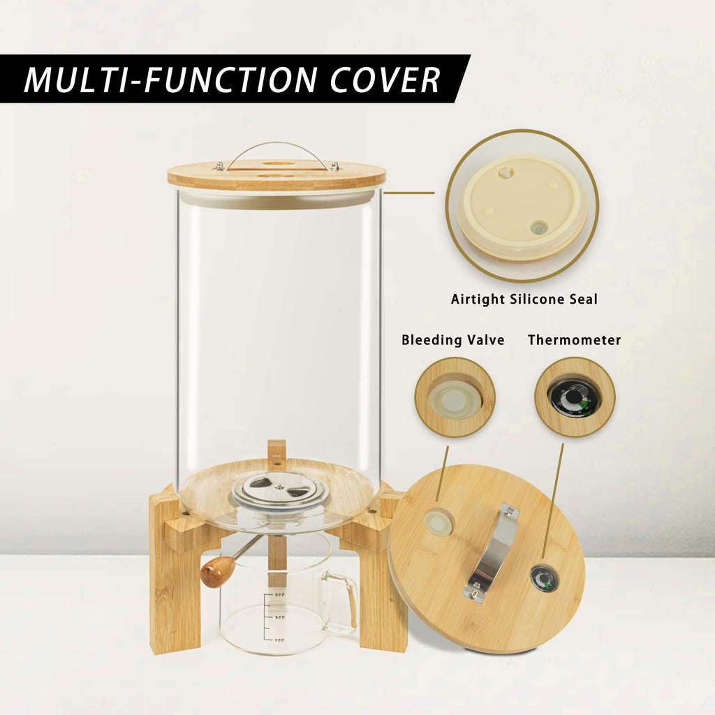 L'ÉPICÉA Glass Rice Dispenser with Bamboo Stand, Large Airtight Rice Storage Container, Cereal/Grain/Coffee Bean/Dry Food Dispenser Countertop, Rice Holder, Rice Bin