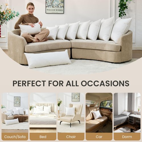 BHZ Throw Pillows 20x20 Euro Pillow Inserts Set of 2, Down Feather Alternative Pillow Inserts, Decorative Soft Large Square White Throw Pillows Insert for Couch Bed Dorm Sofa with Breathable Cover