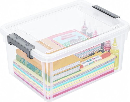 Citylife 17 QT Plastic Storage Bins - Stackable Containers with Lids for Organizing Garage, Crafts, Toys, and More