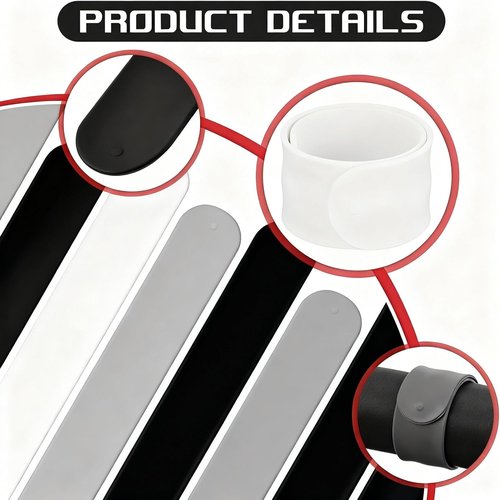 Charniol Wrapping Paper Roll Holder - 12-Piece Silicone Covered Metal Strips | 1 x 9 Inch Stabilizer (Black, White, Gray)