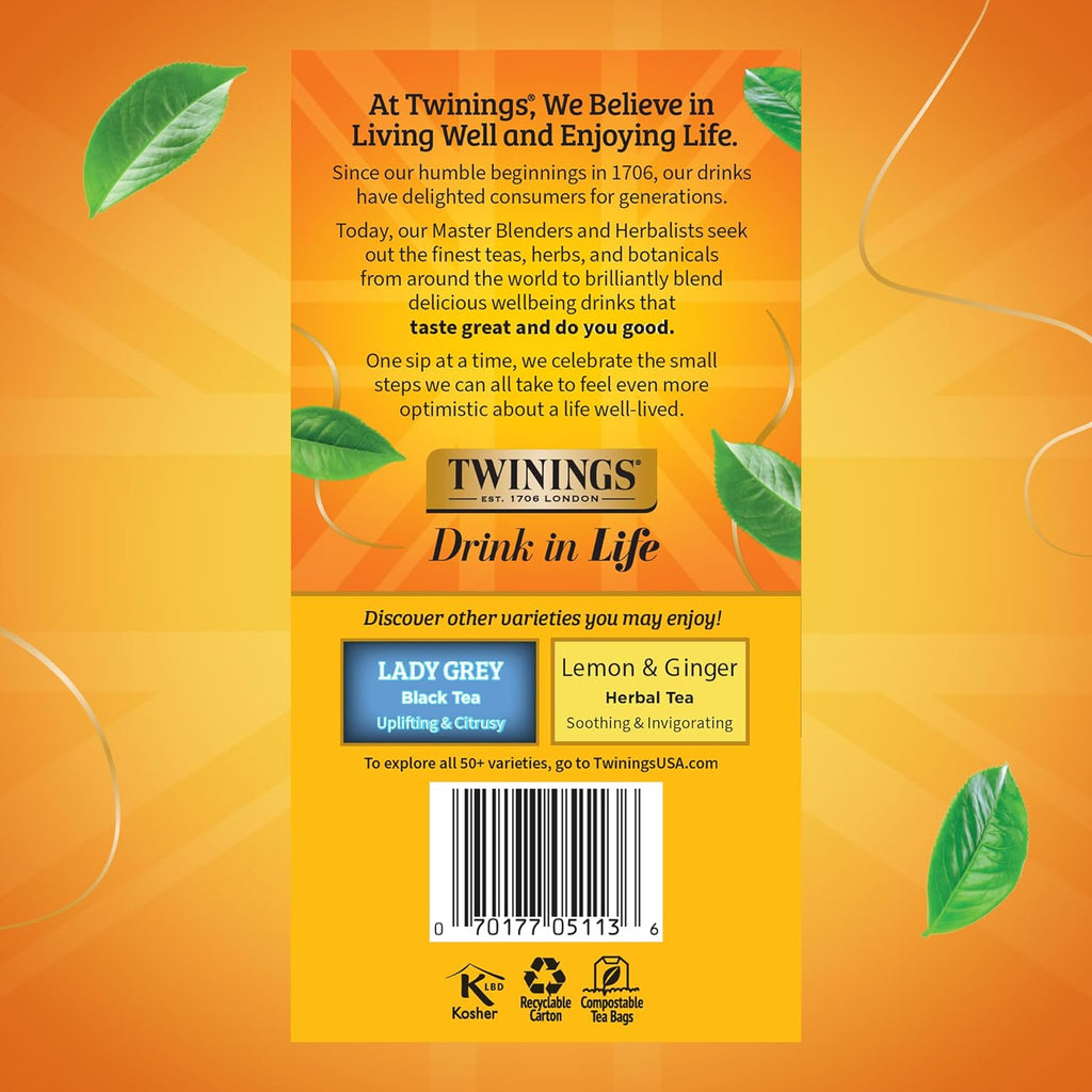 Twinings Earl Grey Black Tea - Citrus & Bergamot Flavor, 50 Individually Wrapped Bags, 6 Packs