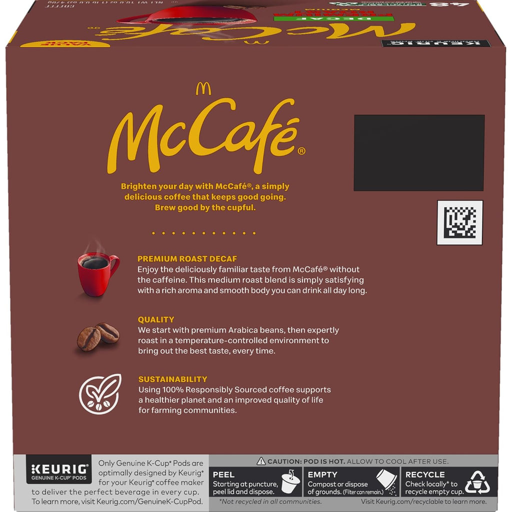 McCafe Premium Roast Decaf Coffee Pods - Medium Roast Keurig K-Cup Pods, 48 Count