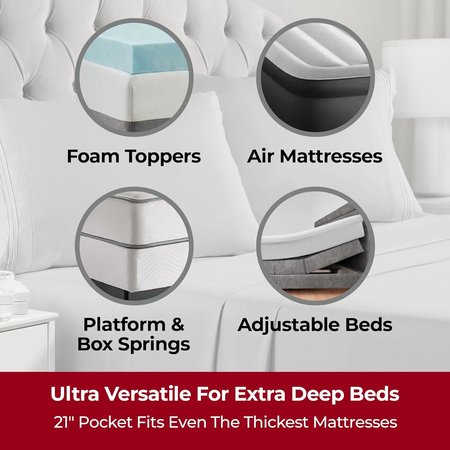 Mellanni Extra Deep Full Sheets - Hotel Luxury, Ultra Soft & Cooling Bedding - Wrinkle & Stain Resistant (Light Gray)