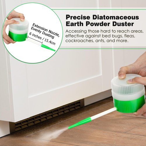 Qualirey 1 Pack Diatomaceous Earth Powder Duster with 6 Inch Extension Nozzle, Diatomaceous Earth Powder Duster for Pest Control, Sprayer for Indoor and Outdoor Use
