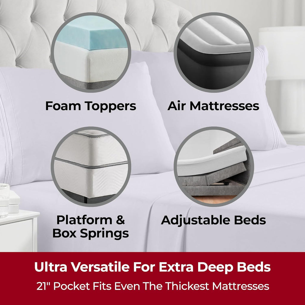 Mellanni Extra Deep Twin Sheets - Hotel Luxury Ultra Soft Cooling Bedding - Wrinkle & Stain Resistant (Twin, Lavender)
