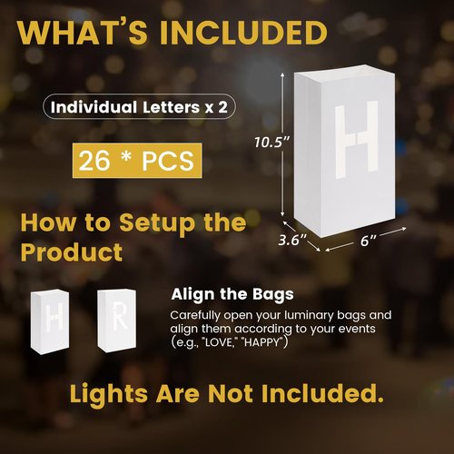Velsyn “Happy Birthday” Light up Letters - Luminary Paper Bags for Birthday Banner and Sign