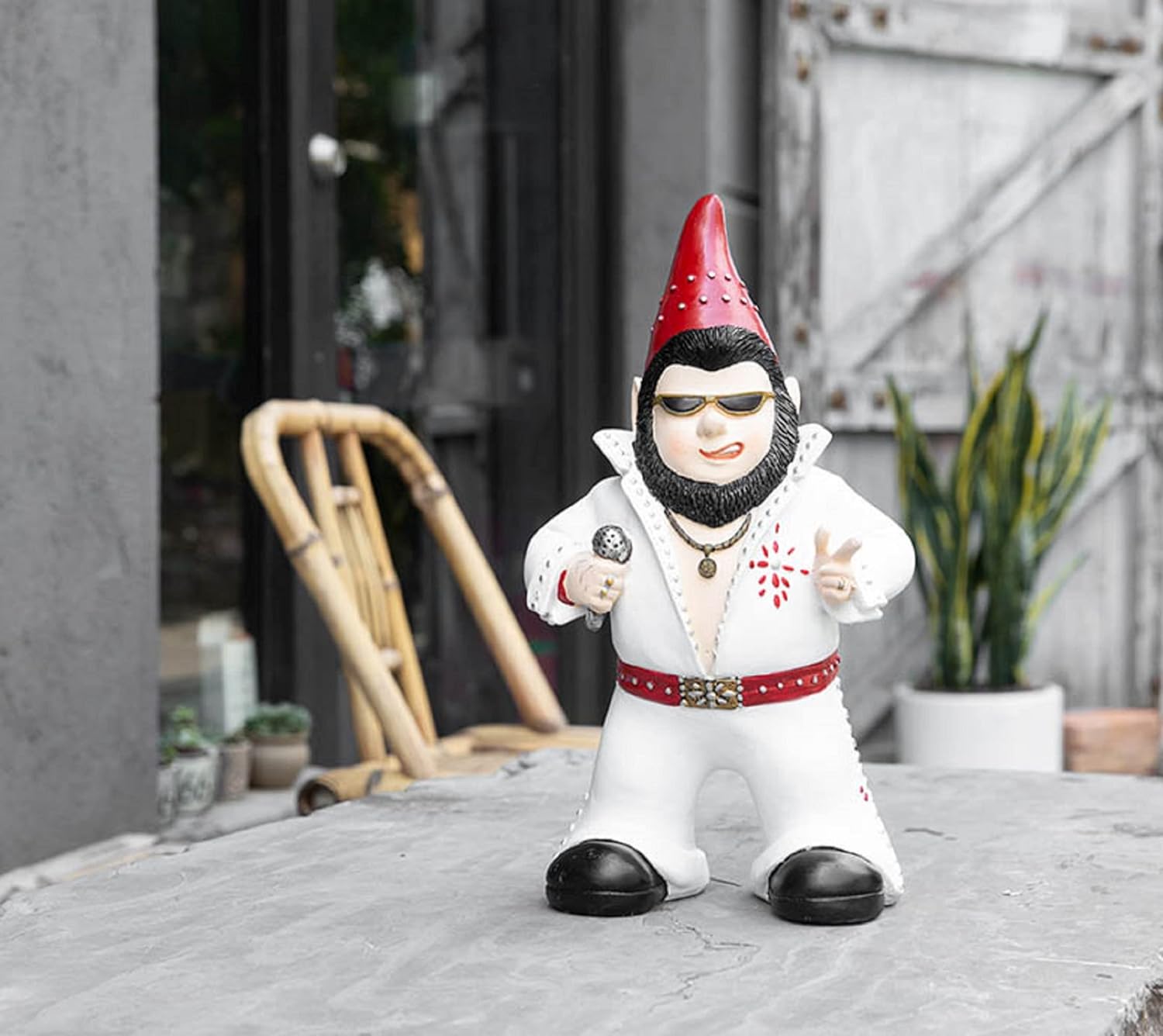Singer Gnome Garden Statue - Large Outdoor Resin Dwarf Figurine for Patio & Yard Decor | Unique Gift