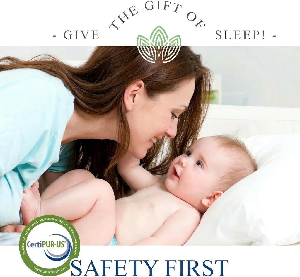 Organic Cotton 2-Sided Crib Mattress - Waterproof Washable Protector & Ventilated Foam | 52x27.5x4”