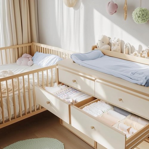 Criusia Drawer Organizer - 10 Pack Dresser Storage Bins for Baby Clothes & Underwear | Foldable Beige Design