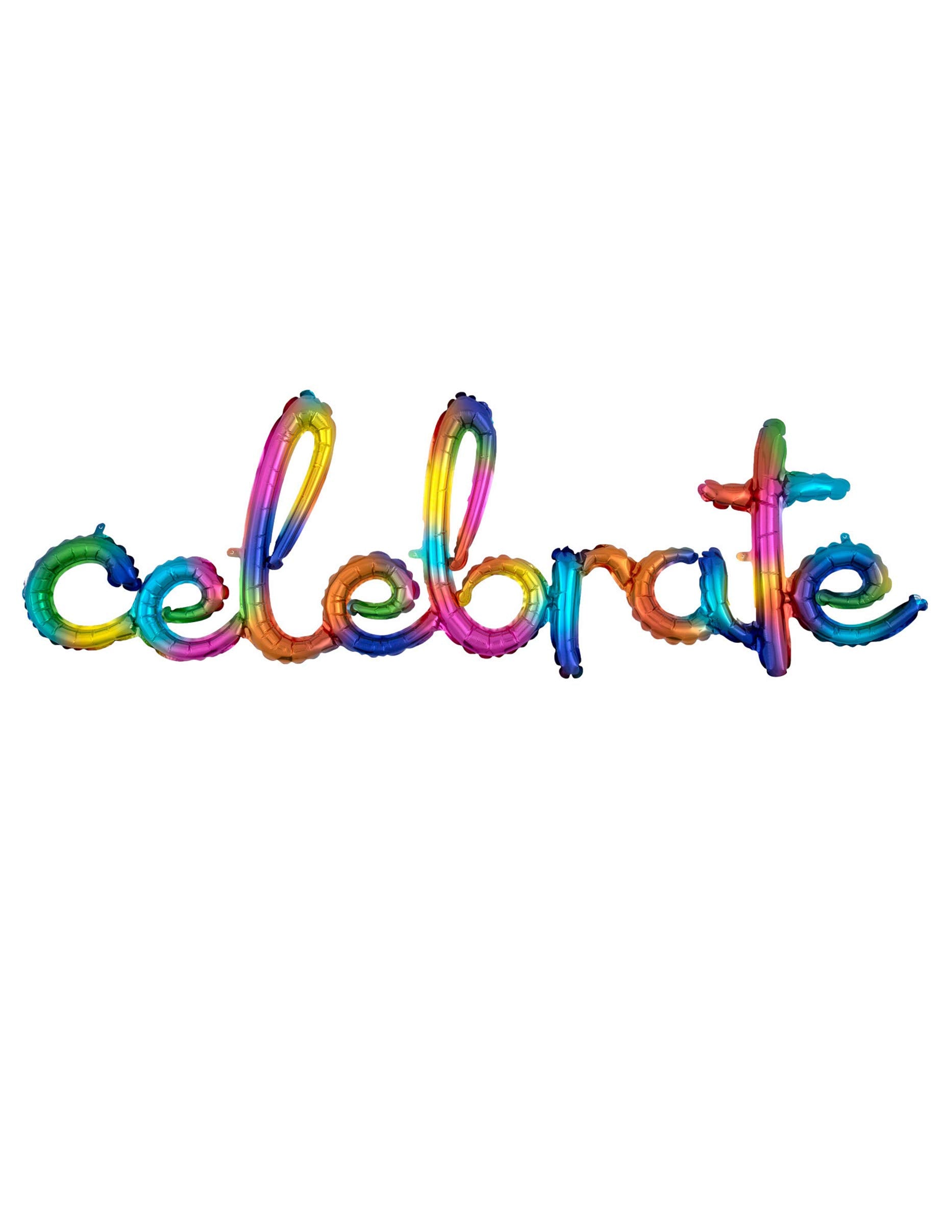 Vibrant Rainbow Splash "Celebrate" Balloon Script Phrase - 20" x 59" (Pack of 1) - Perfect for Memorable Celebrations & Events
