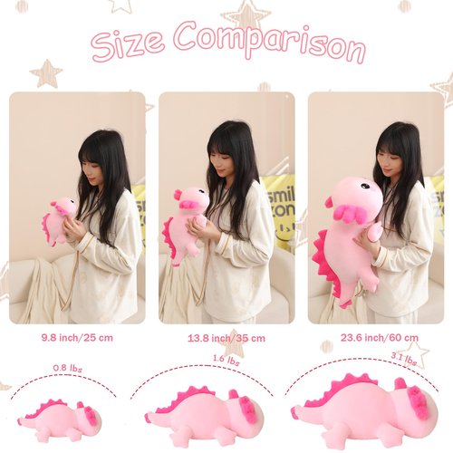 SQEQE Weighted Axolotl Plush, Weighted Axolotl Stuffed Animal, Cute Plushies Soft Pink Pillow Toy Gift for Kids Adults 9.8 Inch, 0.8 lbs