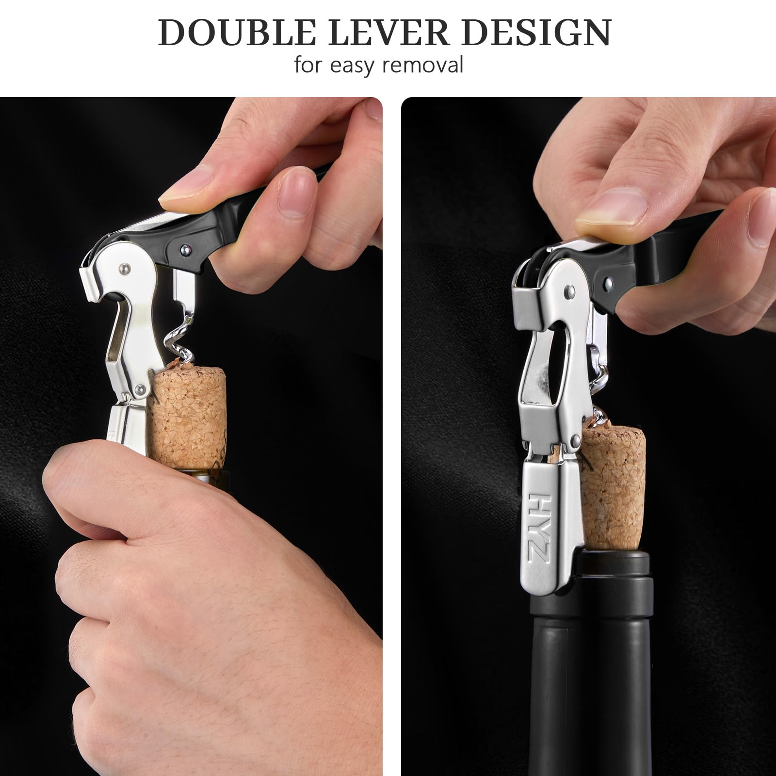 HYZ Wine Opener Bulk 20-Pack for Bartender, Professional Waiter Corkscrew Wine Key for Servers & Restaurant, Double Hinged Wine Bottle Opener with Foil Cutter, Commercial Bulk Set, (Black)