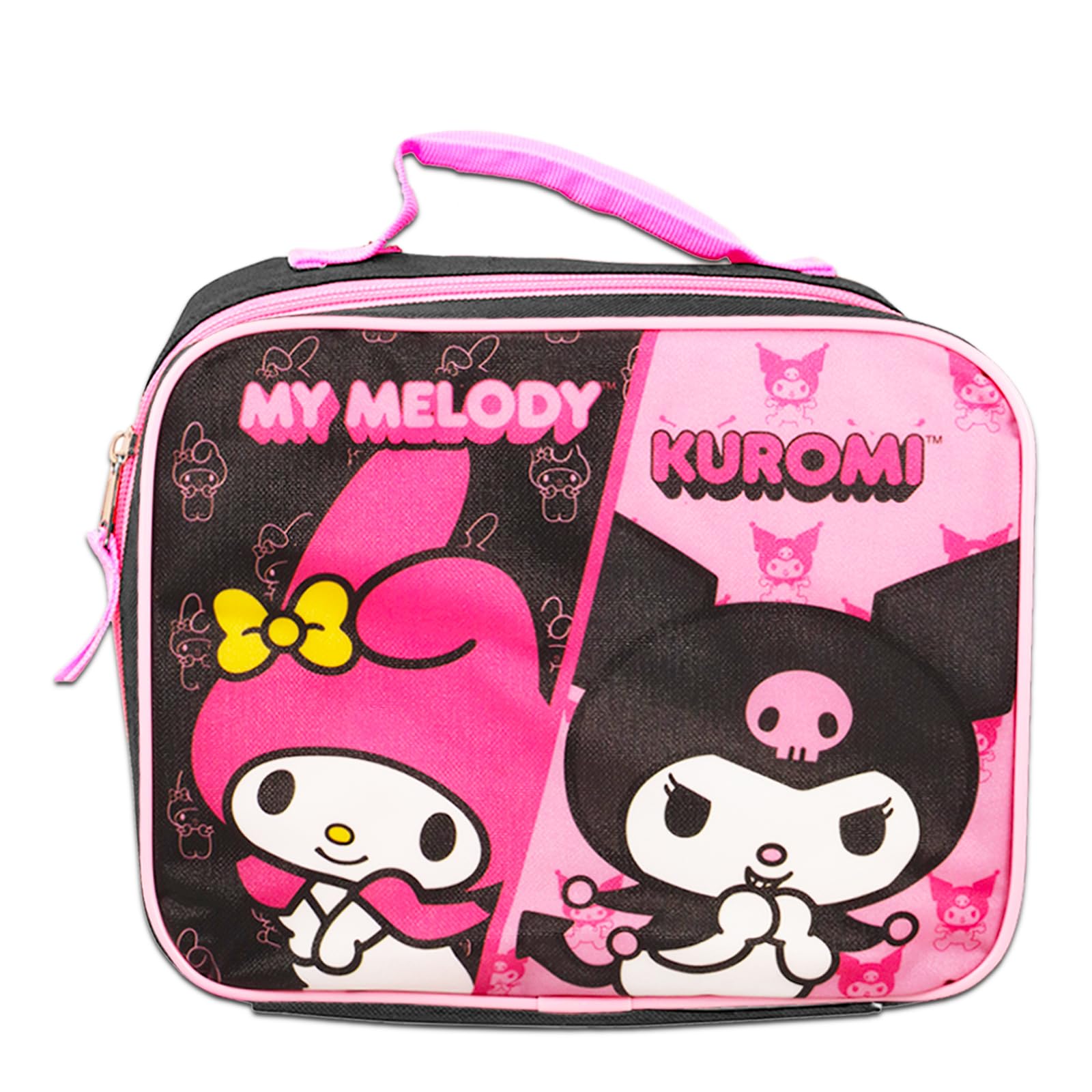 Hello Kitty My Melody and Kuromi Lunch Box for Girls Set - Bundle with My Melody & Kuromi Lunch Bag Plus Stickers, Water Bottle, More | My Melody & Kuromi Lunch Container