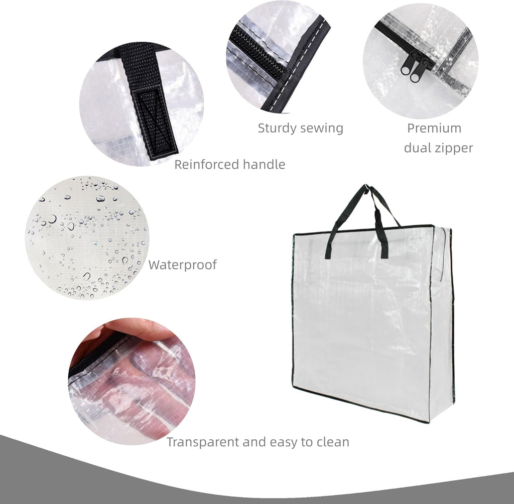 Skiennix Clear Storage Bags - 6 Pack with Zipper & Handles | Ideal for Closet, Moving & Underbed Organization