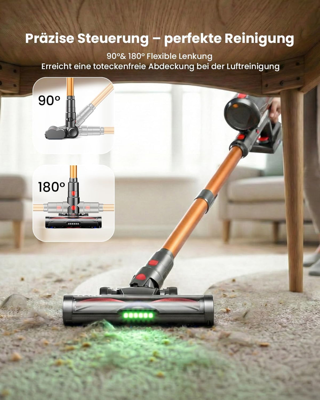 Skiennix Cordless Vacuum Cleaner - 600W Power, 70-Minute Runtime, LED Display, 1.4L Dust Cup | Ideal for Hardwood Floors & Pet Hair