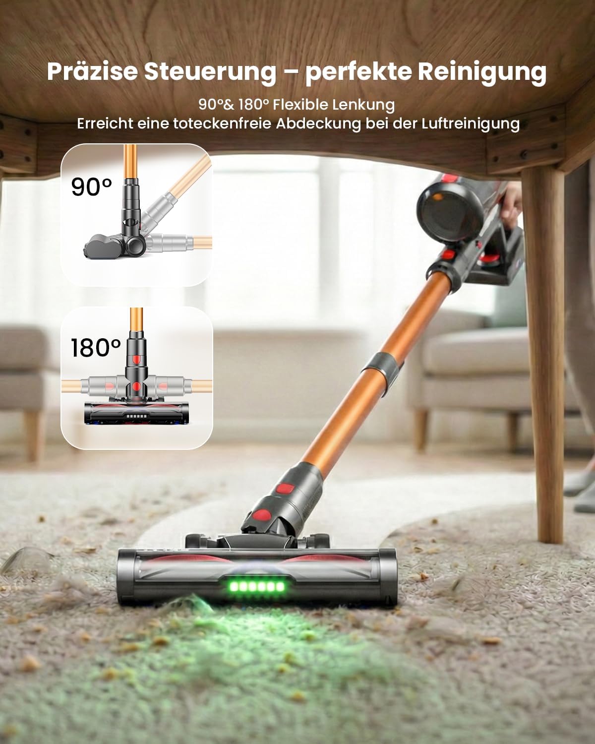 Skiennix Cordless Vacuum Cleaner - 600W Power, 70-Minute Runtime, LED Display, 1.4L Dust Cup | Ideal for Hardwood Floors & Pet Hair