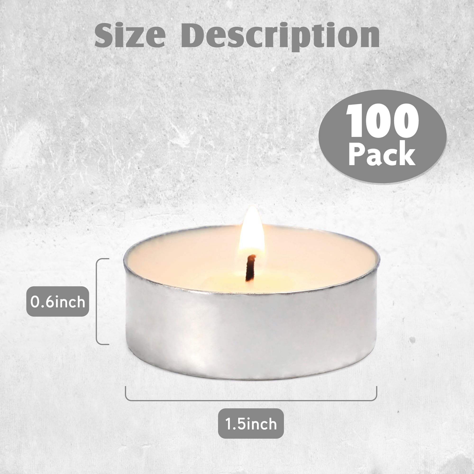 Unscented Tealight Candles - 100 Pack 4 Hours Smokeless White Small Tea Candles for Weddings,Warmer Home Decor for Home