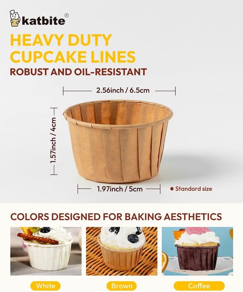 Katbite Cupcake Liners - Standard Size 150PCS | Heavy-Duty Greaseproof Christmas Muffin Baking Wrappers