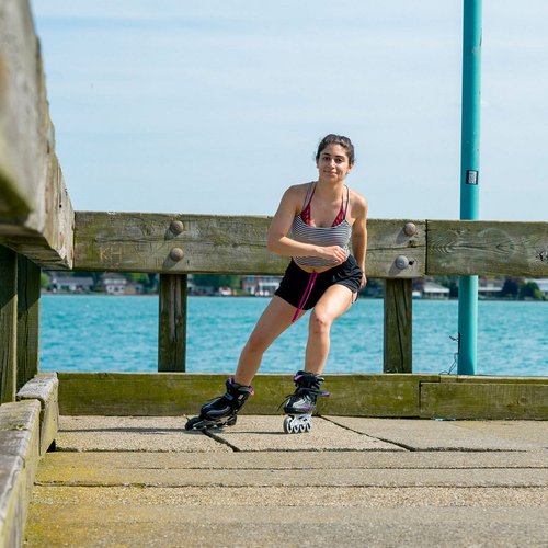 5th Element Lynx Inline Skates Women with Adjustable Strap 80mm Wheels Soft Boot Fit for Comfort | Roller Derby Long Distance Skating for Recreational Fitness & Street Hockey (7.0-Black/Purple)