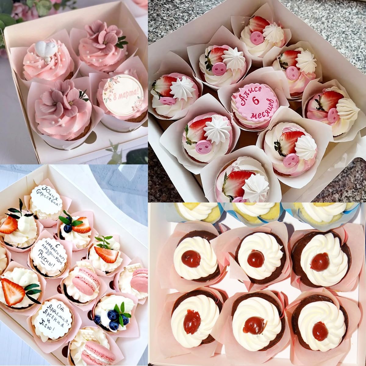 Skiennix Tulip Cupcake Liners - 150 Greaseproof Baking Cups for Parties & Events | Pink