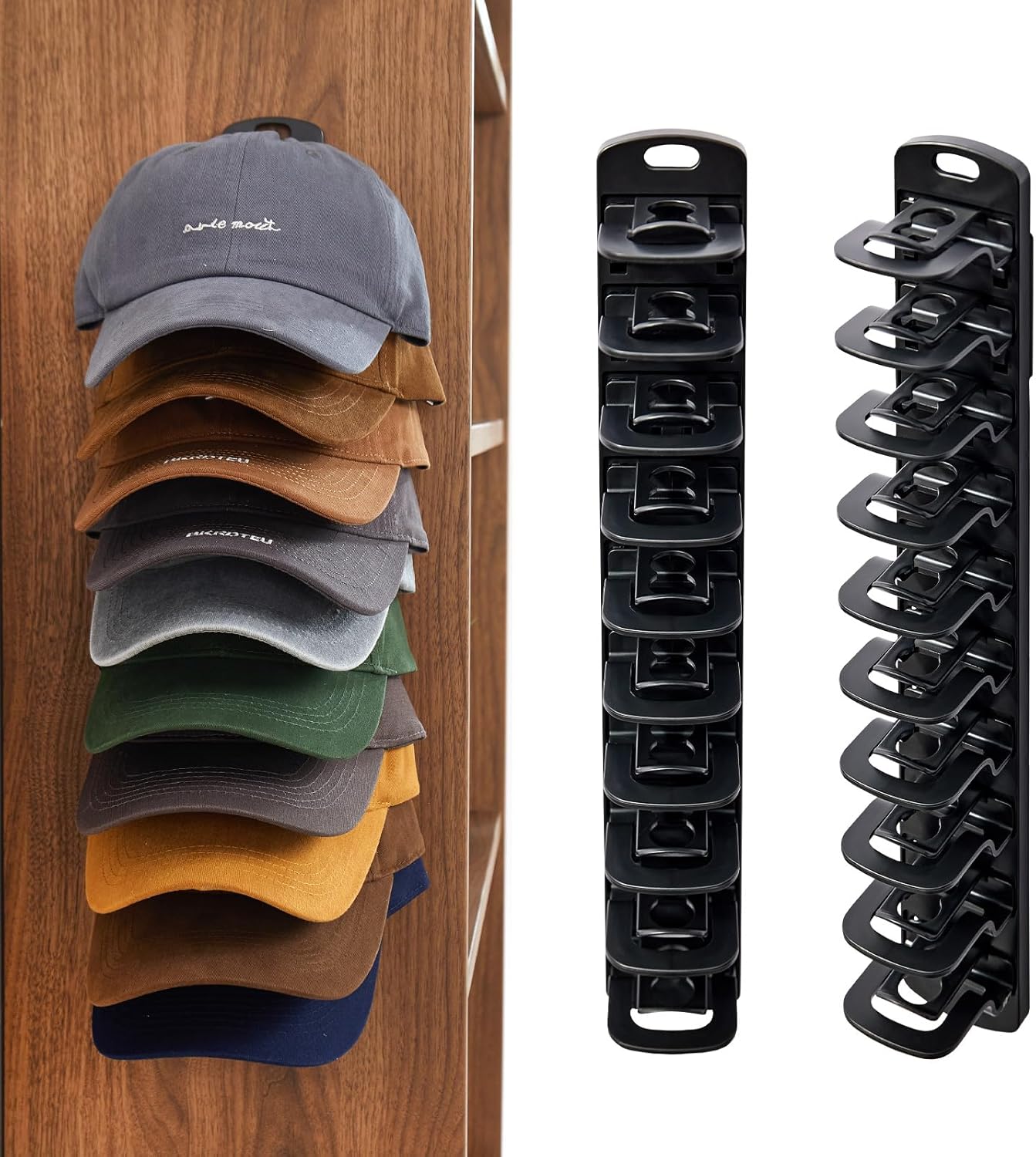 MACOPRO Hat Organizer - Wall-Mounted Baseball Cap Rack | 2 Pack Storage Solution for Up to 40 Hats