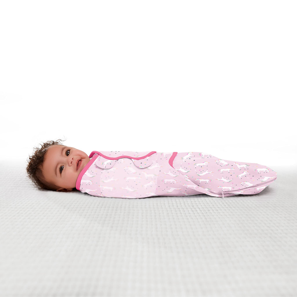 SwaddleMe Easy Change Swaddle – Size Small/Medium, 0-3 Months, 2-Pack (Unicorn Universe)