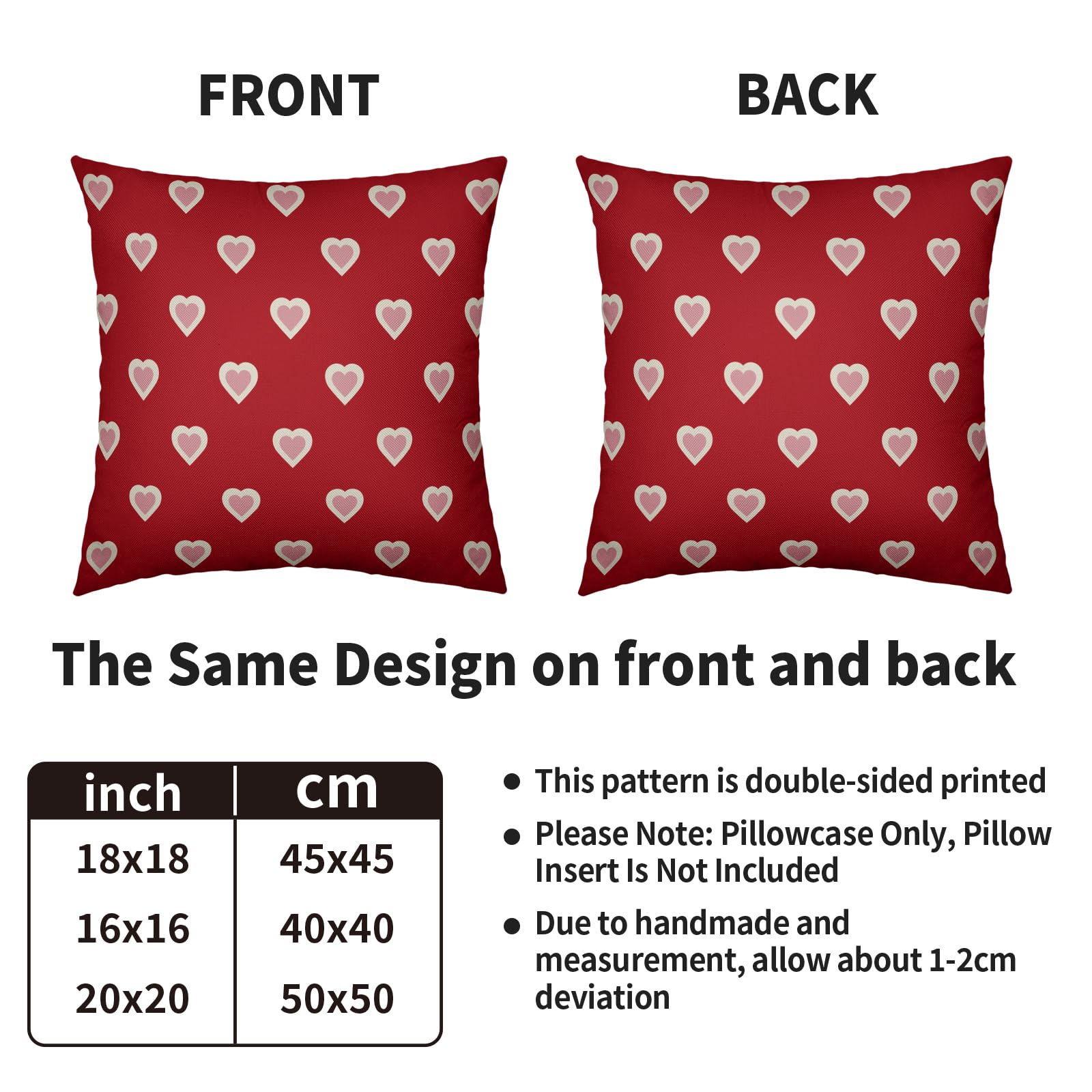 Valentines Day Pillow Covers 18X18 Set of 2, Red Pink Valentine's Print Decorative Throw Pillow Covers Outdoor Farmhouse Holiday Anniversary Wedding Decorations Cushion Case Couch Sofa Bed Decor