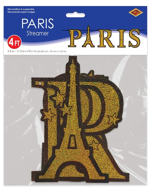 Beistle Glittered Paris Banner Around The World French Theme Birthday Party Decorations And Supplies