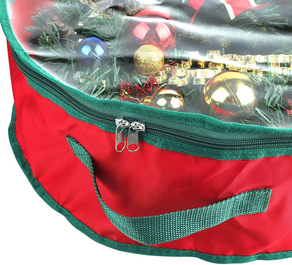 TITA-DONG Wreath Storage Bag - Heavy Duty Waterproof Design with Double Zipper & Handle | 20x20x6 Inch