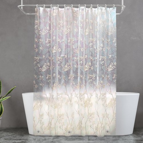 HADEEONG PEVA Shower Curtain, 72 x 72 Water Repellent Premium Bathroom Shower Curtain with 3 Magnetic Weights for Shower Stall, Bathtubs (Flower-2)