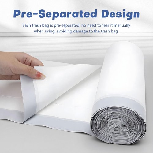 8 Gallon (30L) Trash Bags, Fits SONGMICS 8 Gallon Trash Cans, 6 Rolls 270 Counts Heavy Duty White Garbage Bags, Pre-Separated Drawstring Trash Bags, Suitable for Kitchen, Bathroom, etc.