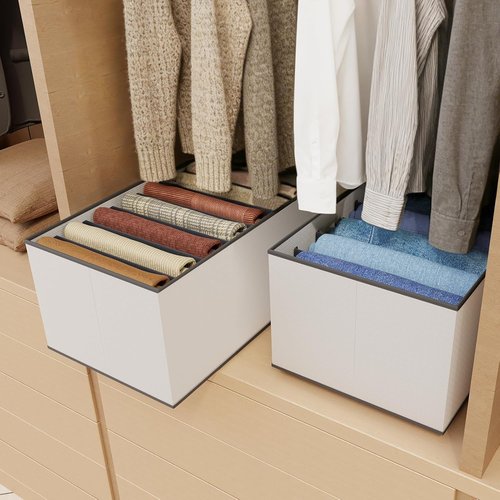 EASEVE Closet Organizer - 6 Pack Foldable Drawer Dividers for Clothes | Stackable Storage Bins
