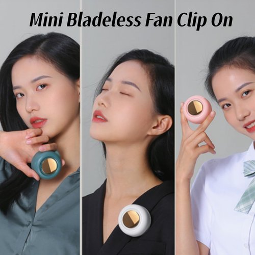 Portable Silent Mini Bladeless Fan Clip On, 2025 New Adjustable 3 Speeds Suspended Waist Fans for Shirt, Mini Fan With Clip, Suitable for Outdoor & Travel & Office, Travel Accessories (White)